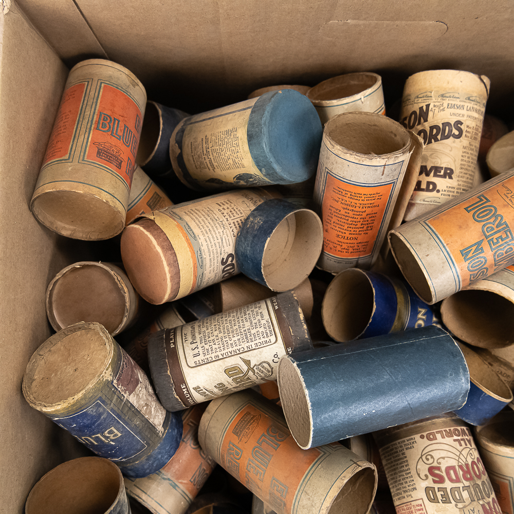 Lot of Empty Cylinder Record Boxes and Lids