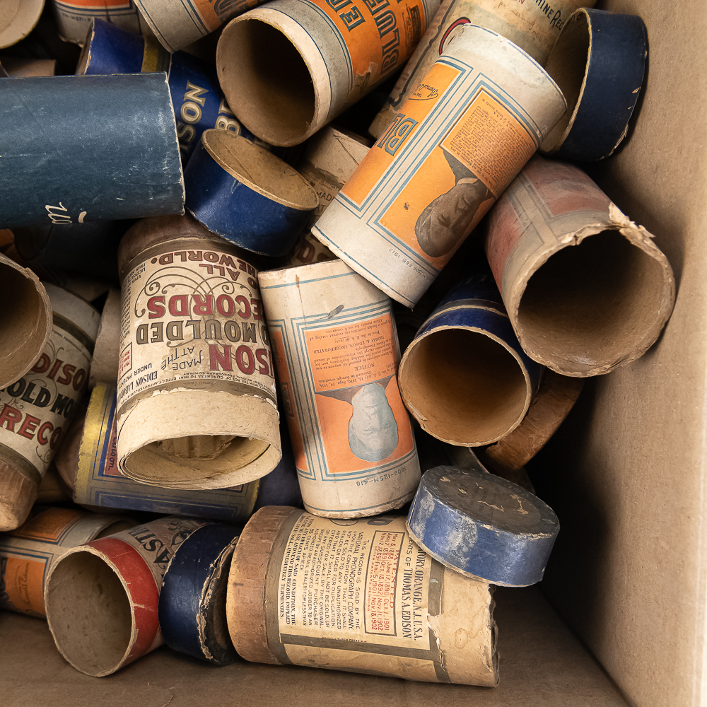 Lot of Empty Cylinder Record Boxes and Lids