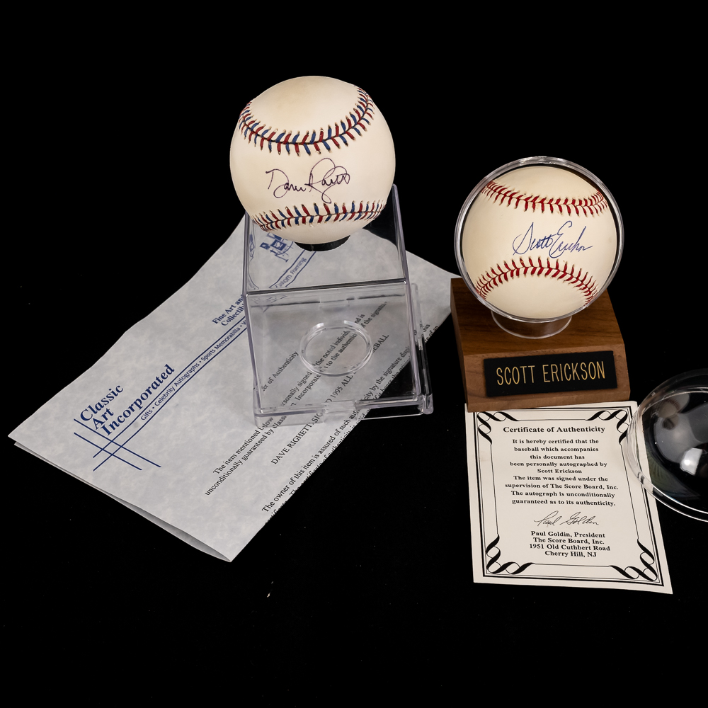 NYY Dave Righetti & Scott Erikson Signed Baseballs