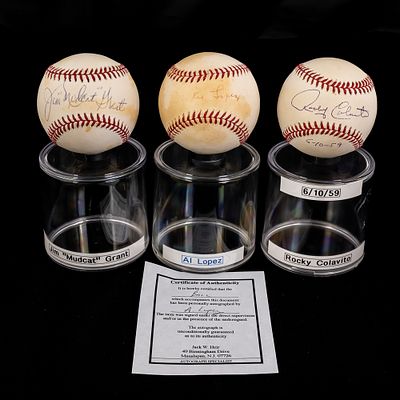 A Lopez R Colavito & Mudcat Grant Signed Baseballs. Cleveland Indians fan favorite & 2 Time All 