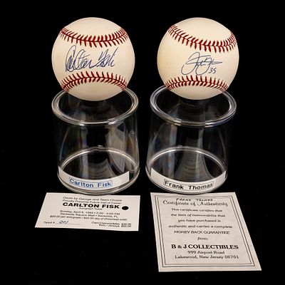 Carlton Fisk & Frank Thomas Autographed Baseballs. Chicago White Sox fan favorite Carlton Fisk 
