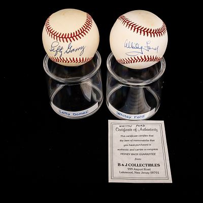 Lefty Gomez & Whitey Ford Autographed AL Baseballs. New York Yankee fan favorites Lefty Gomez & 