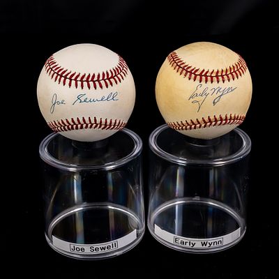 Early Wynn & Joe Sewell Autographed MLB Baseballs. Hall of Fame inductees & Cleveland Indian fan 