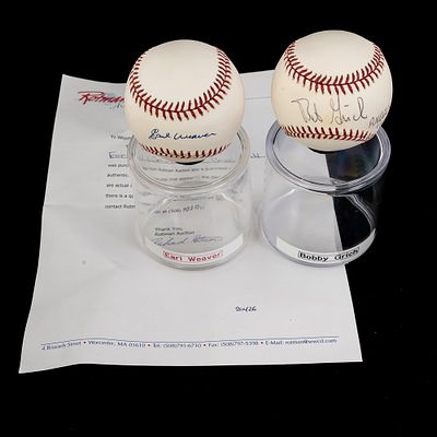 Earl Weaver & Bobby Grich Autographed AL Baseballs. Baltimore Orioles fan favorite Earl Weaver 