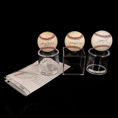 (2)Johnny Podres & Tommy John Autographed Baseball. PAIR of Dodger fan favorite Johnny Podres 