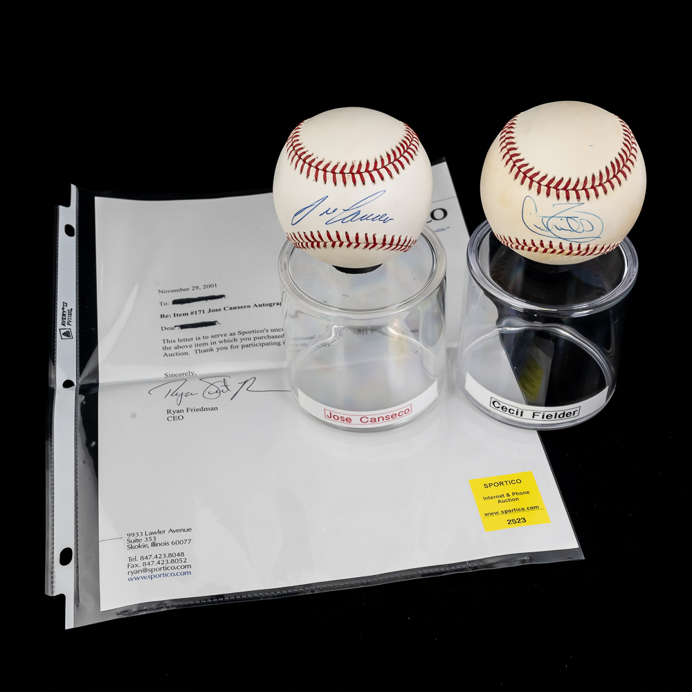 Jose Canseco & Cecil Fielder Autographed Baseballs