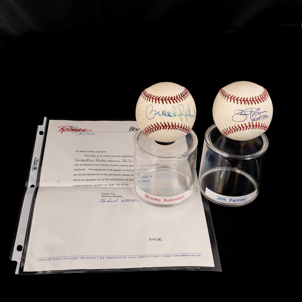 Brooks Robinson & Jim Palmer Autographed Baseballs