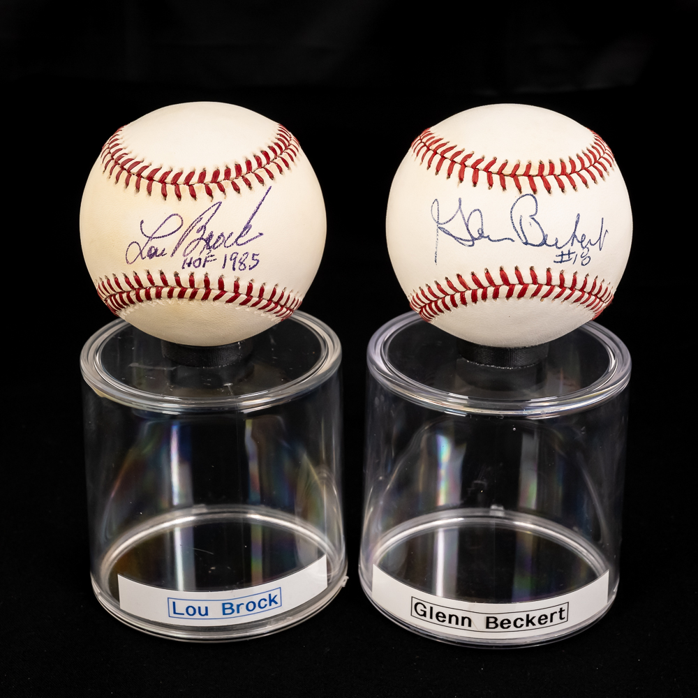 Cubs Lou Brock & Glenn Beckert Signed Baseballs