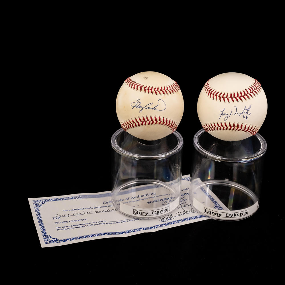 Lenny Dykstra & Gary Carter Autographed Baseballs