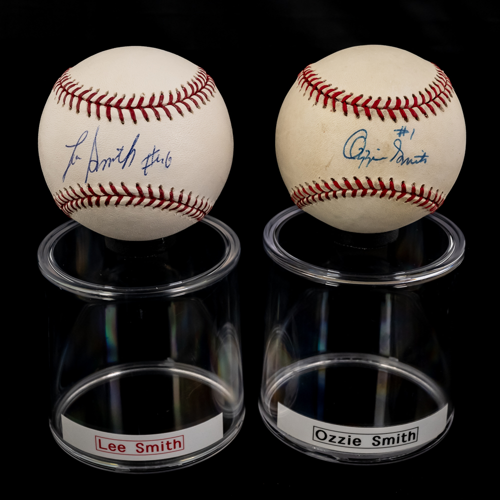 Lee Smith & Ozzie Smith AUTOGRAPHED Baseballs