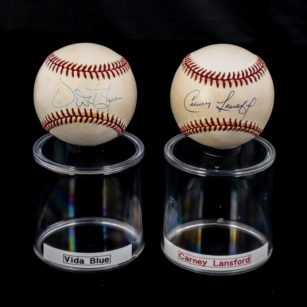 Vida Blue & Carney Lansford Autographed Baeballs