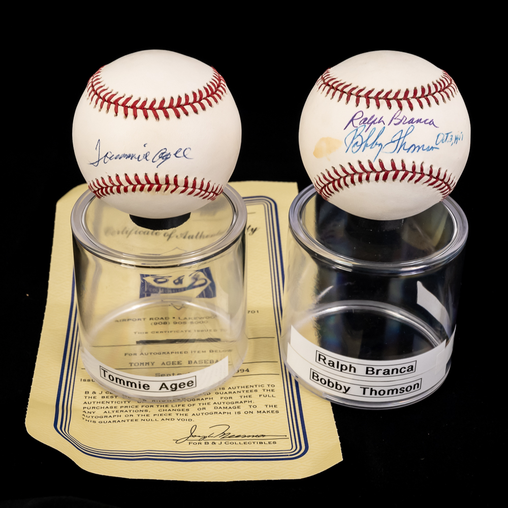 Branca Thomson & T Agee Al Jackson AUTO Baseballs