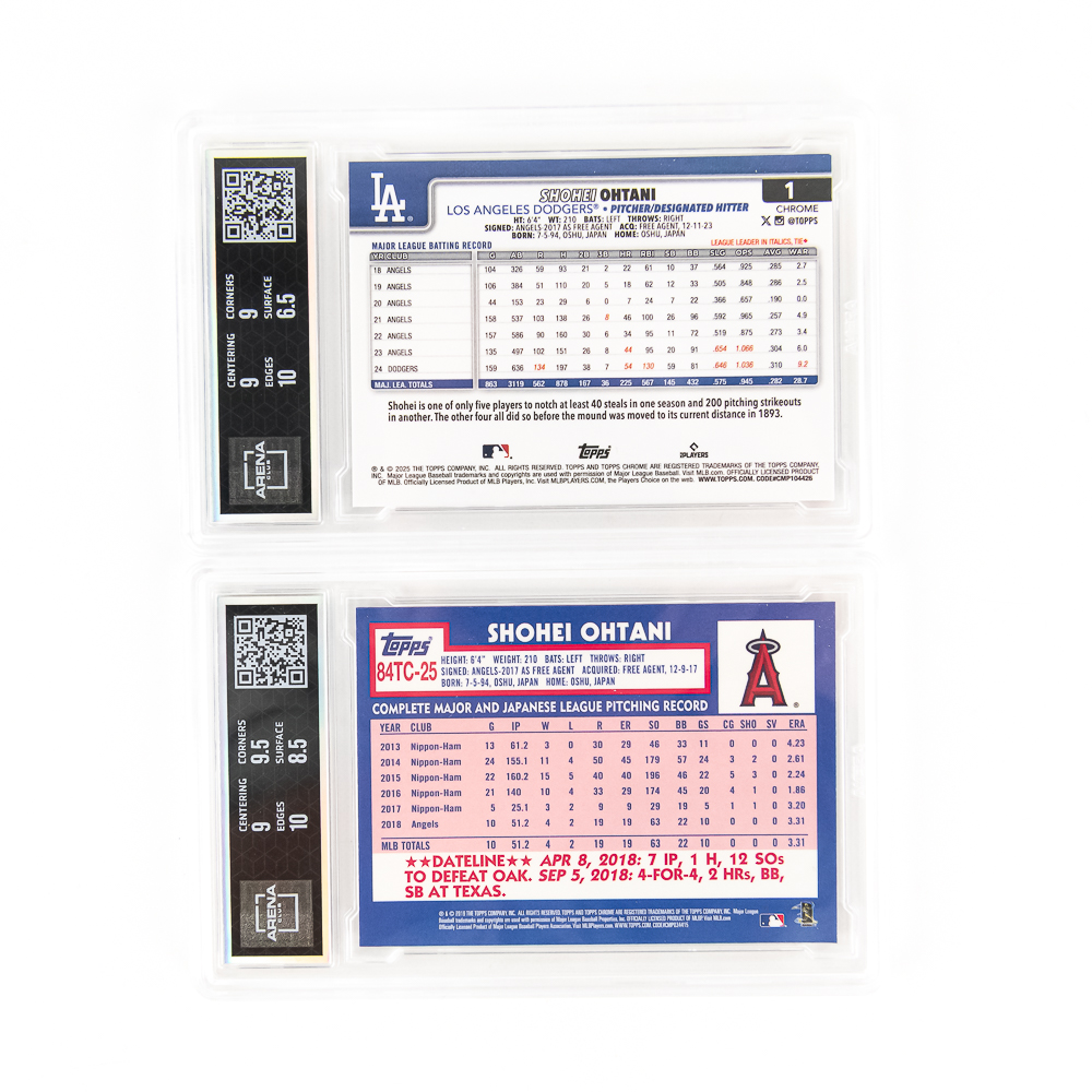 2019 & 2025 Shohei Ohtani Topps Chrome Arena 9 & 7