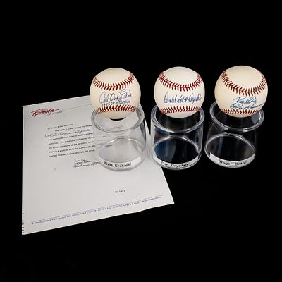 D. Drysdale R. Craig & C. Erskine Signed Baseballs. Dodgers fan favorite & 9 Time All Star Don 