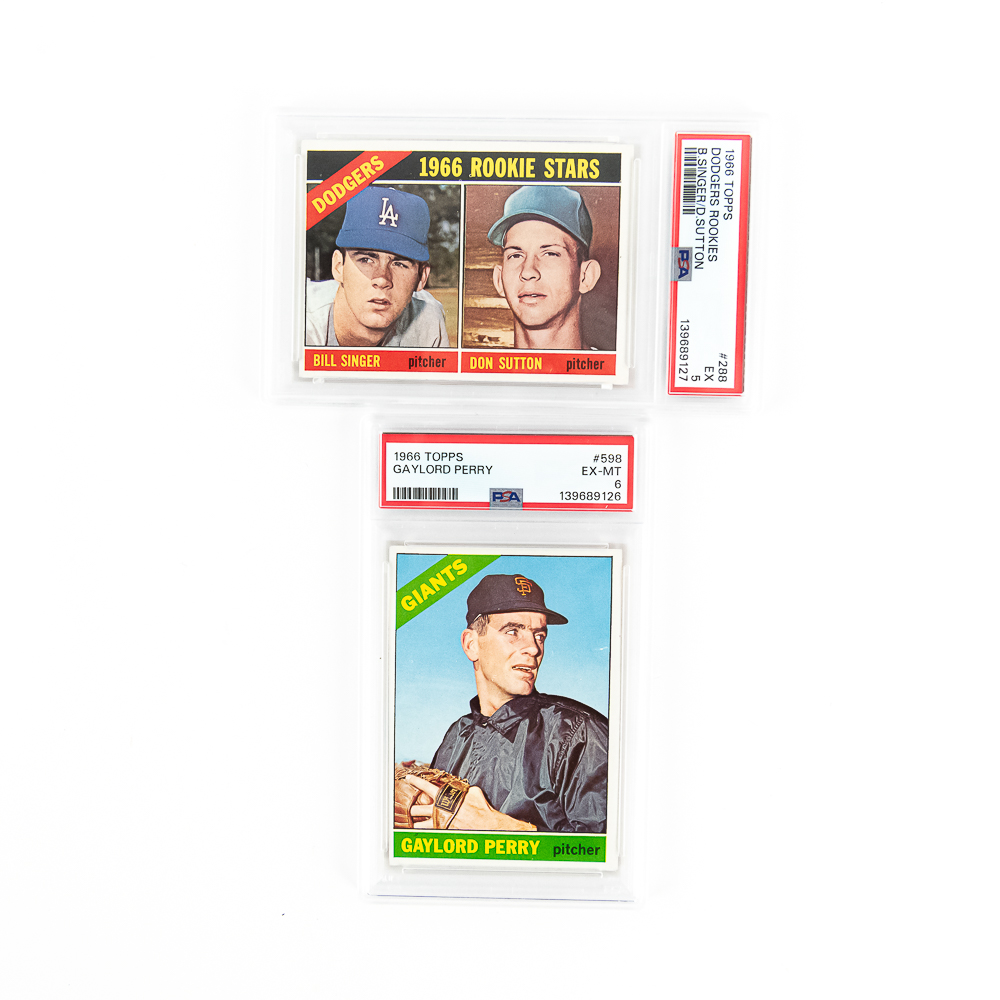 1966 Topps #288 Don Sutton RC PSA 5 & #598 Perry