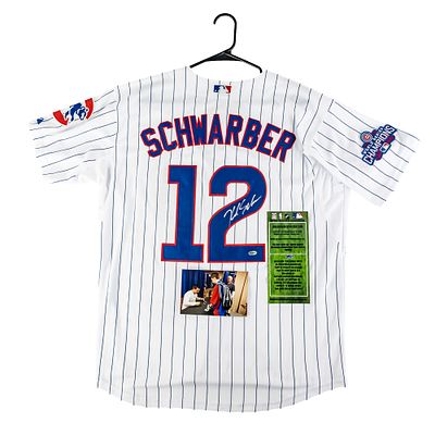 Kyle Schwarber Autographed '16 Cubs WS Jersey COA. Kyle Schwarber autographed white Majestic 