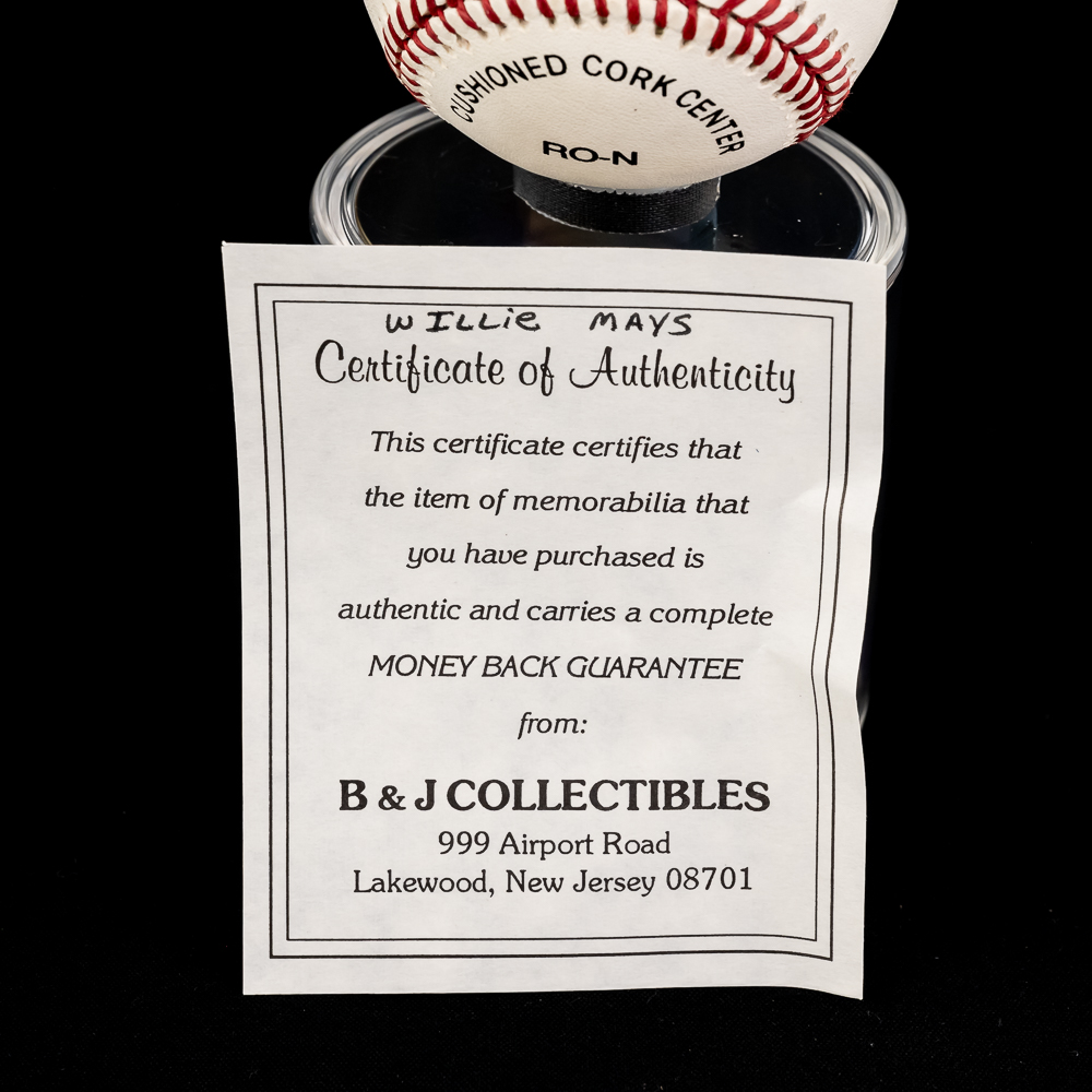 Willie Mays Autographed MLB NL Baseball w COA