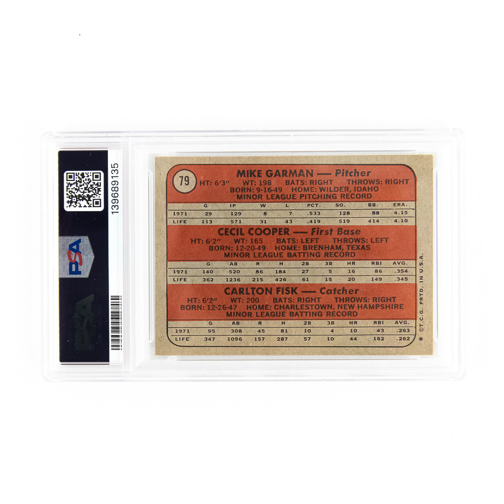 1972 Topps #79 Carlton Fisk Rookie Card RC PSA 8