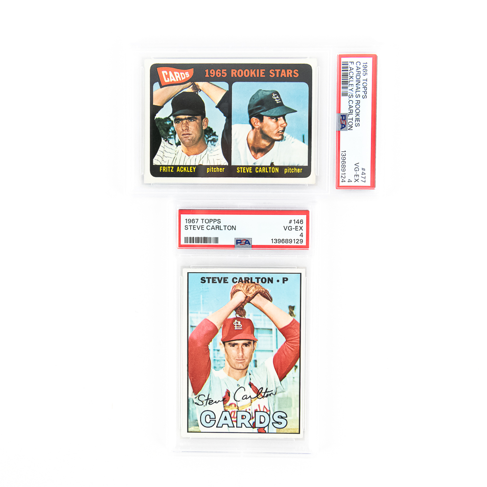 '65 Topps #477 Steve Carlton RC PSA 4 & '67 Topps+
