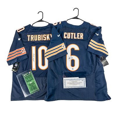 J. Cutler & M Trubisky Autographed Jerseys W COA. Jay Cutler & Mitchell Trubisky Autographed NWT 