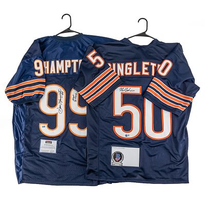 Singletary & Hampton Autographed Bears Jerseys COA. Michael Singletary Chicago Bears Blue (Home) 