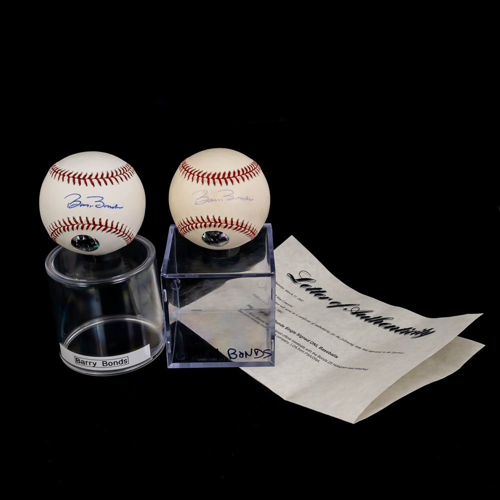 (2)Barry Bonds Autographed ONL MLB Baseballs w COA