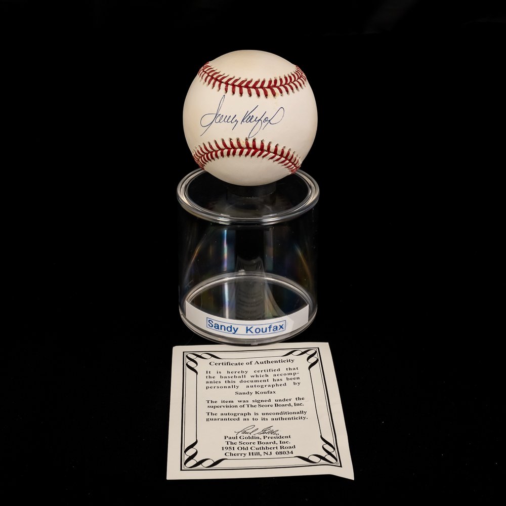 Sandy Koufax Autographed NL MLB Baseball w COA