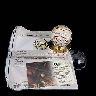 1959 Chicago White Sox Team Autographed Baseball. 1959 American League Chicago White Sox team 