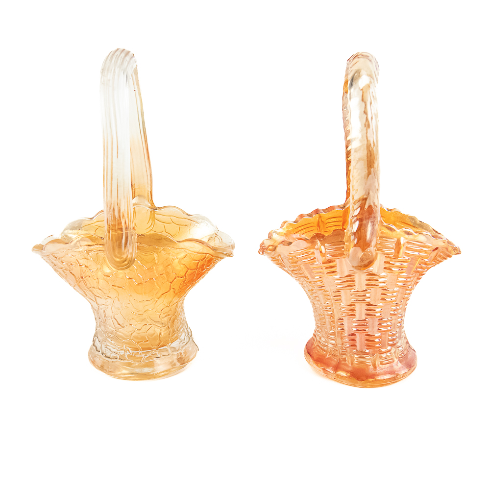 Carnival Glass: Baskets & Hat 4-Pc Lot