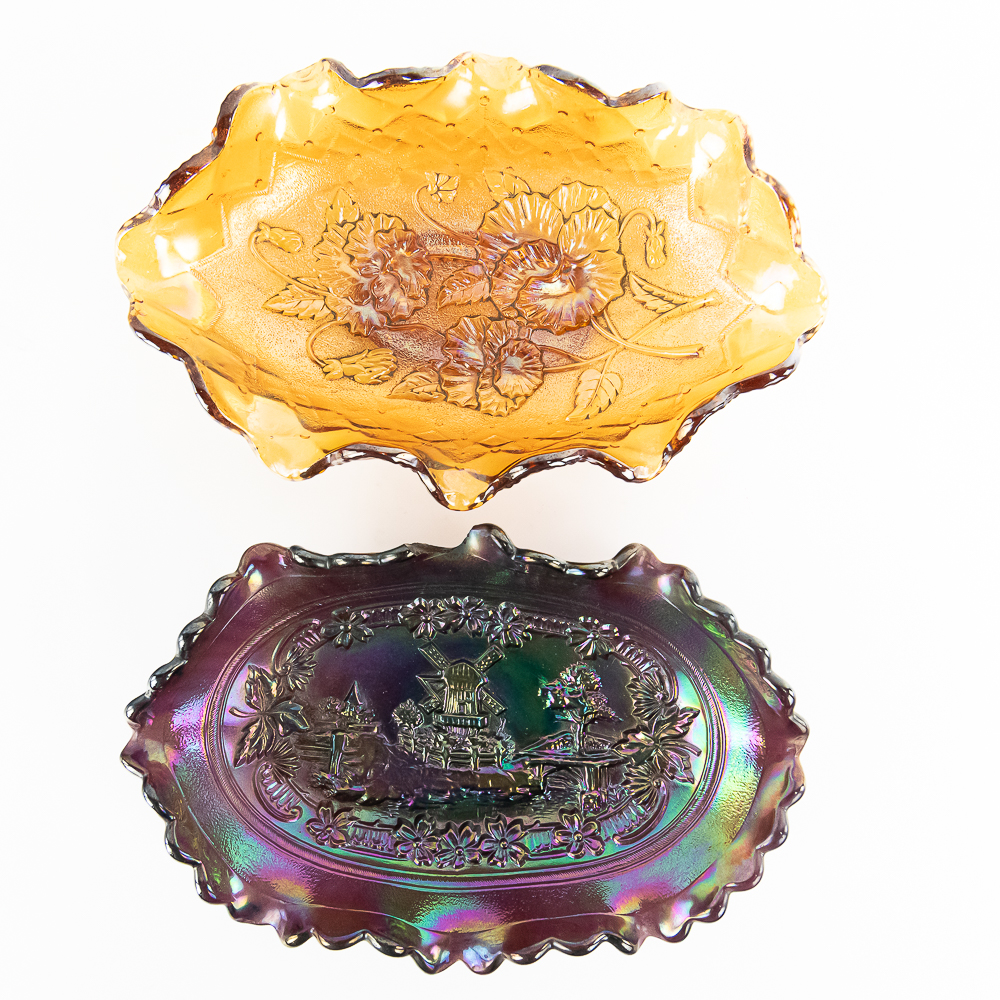Carnival Glass: Pickle Dishes 2-Pc