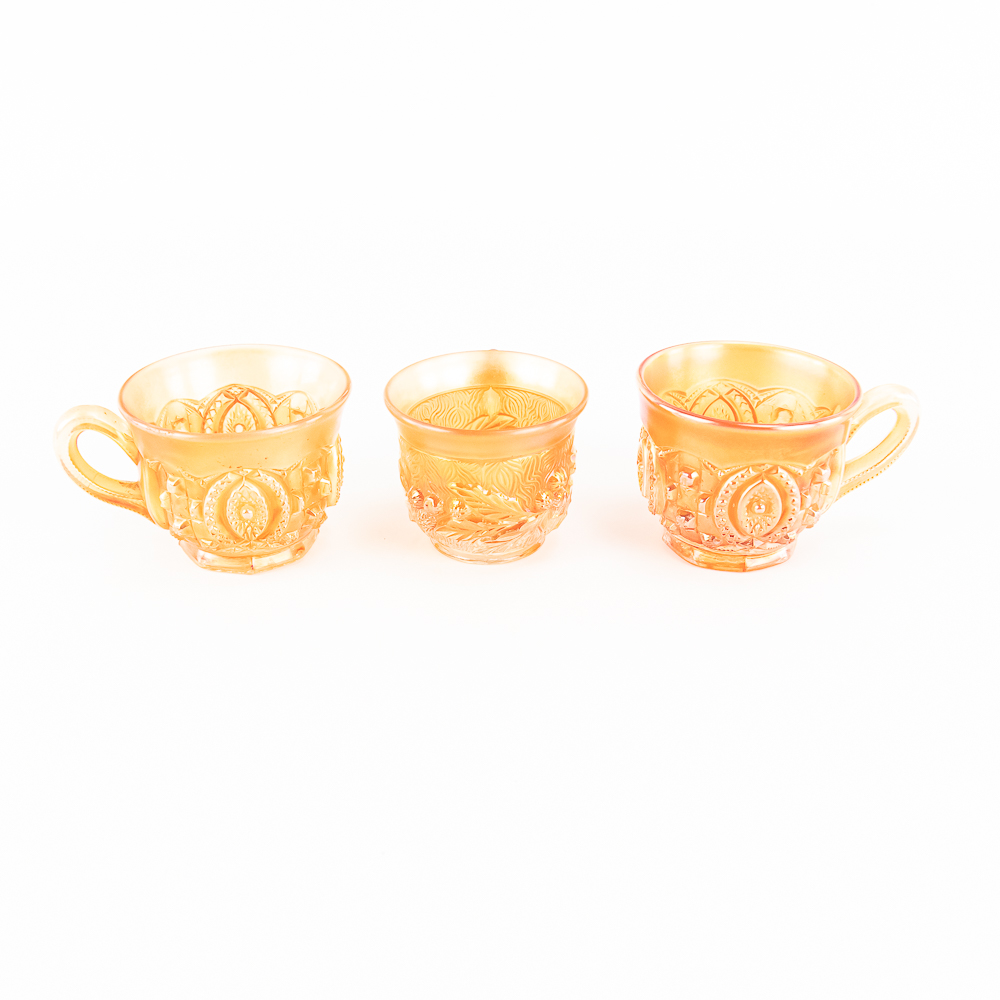 Carnival Glass: N'wood Punch Cups 3-Pc