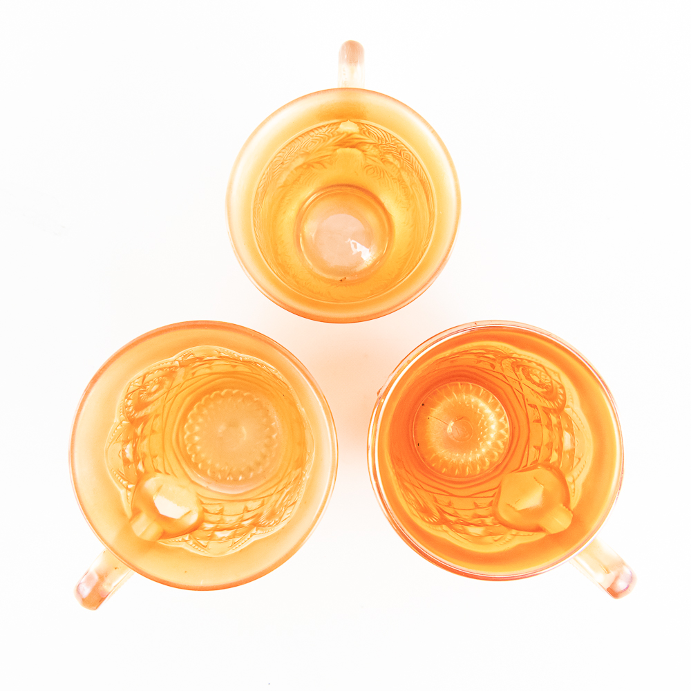 Carnival Glass: N'wood Punch Cups 3-Pc
