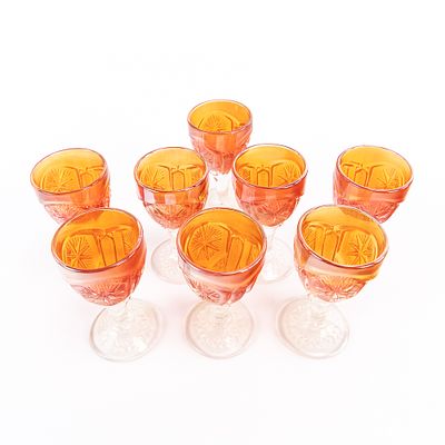 Carnival Glass: Imperial 10-Pc Lot. 10-piece lot of Imperial Star and File in marigold. Includes 