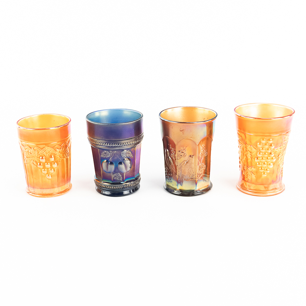 Carnival Glass: N'wood Tumblers 4-Pc