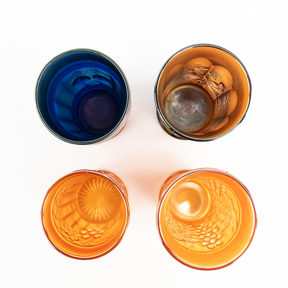Carnival Glass: N'wood Tumblers 4-Pc