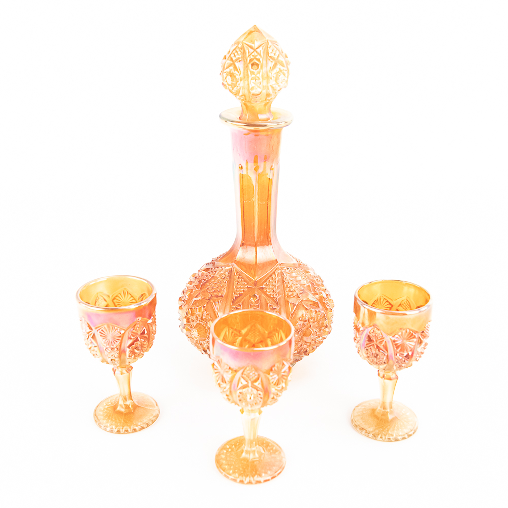 Carnival Glass: Imperial Decanter 4-Pc