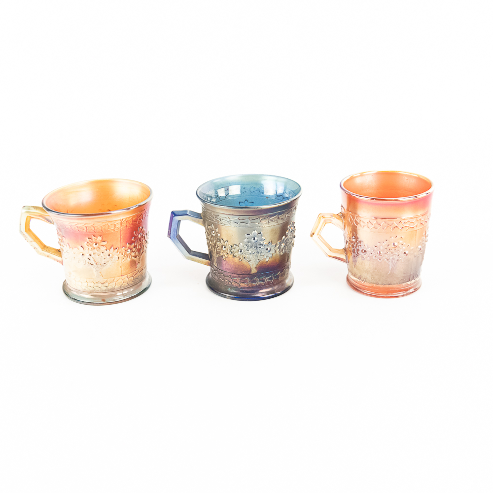 Carnival Glass: Fenton Mugs 3-Pc Lot