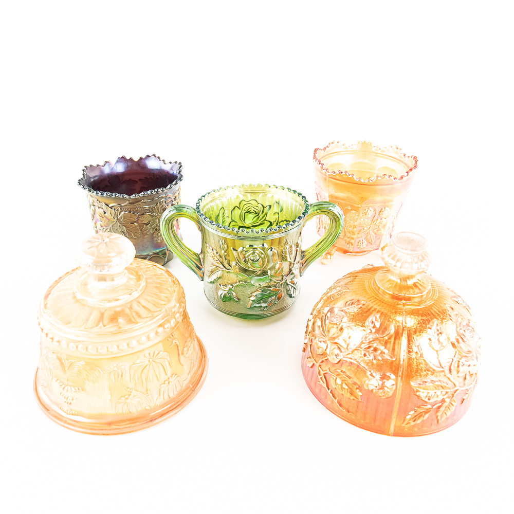 Carnival Glass: Assortment 5-Pc Lot