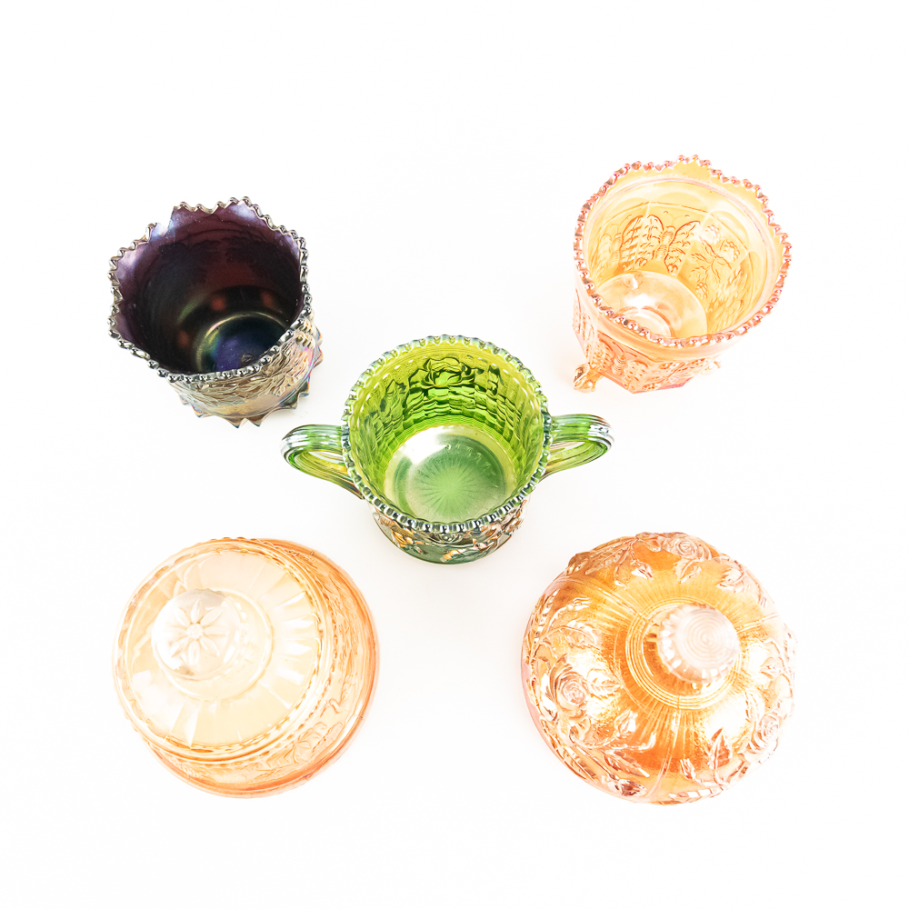 Carnival Glass: Assortment 5-Pc Lot