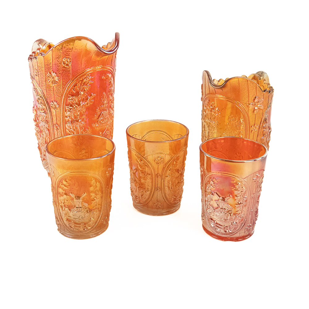 Carnival Glass: Imperial Windmill 5-Pc