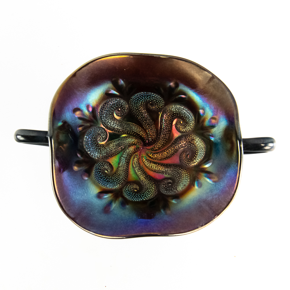 Carnival Glass Dugan Question Marks: 2-Pc Lot
