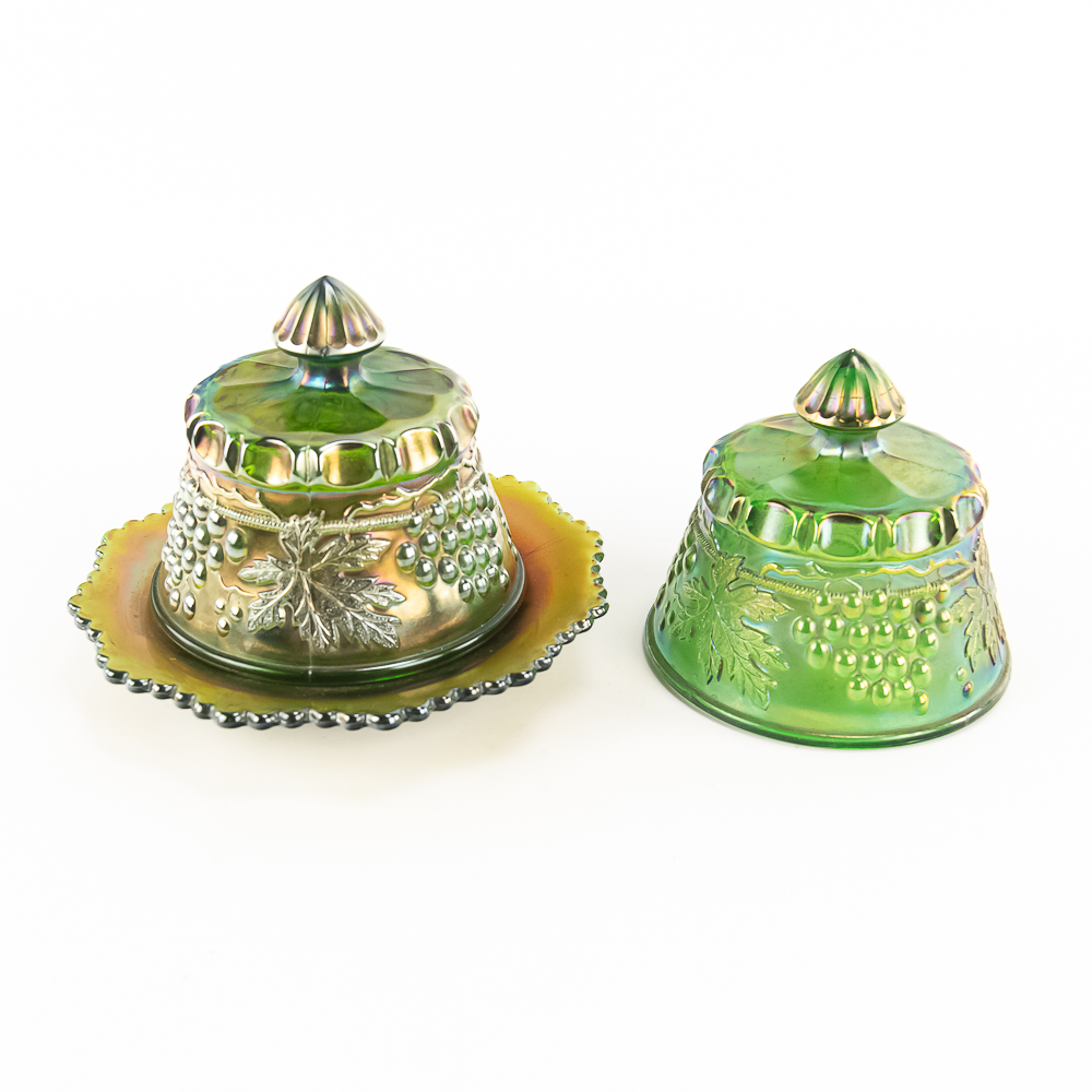 Carnival Glass: N'wood Butter Dish 2-Pc