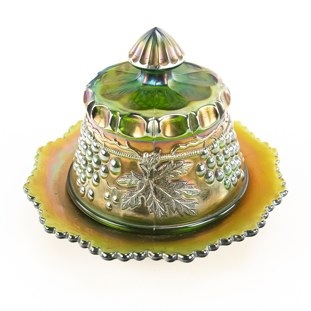 Carnival Glass: N'wood Butter Dish 2-Pc