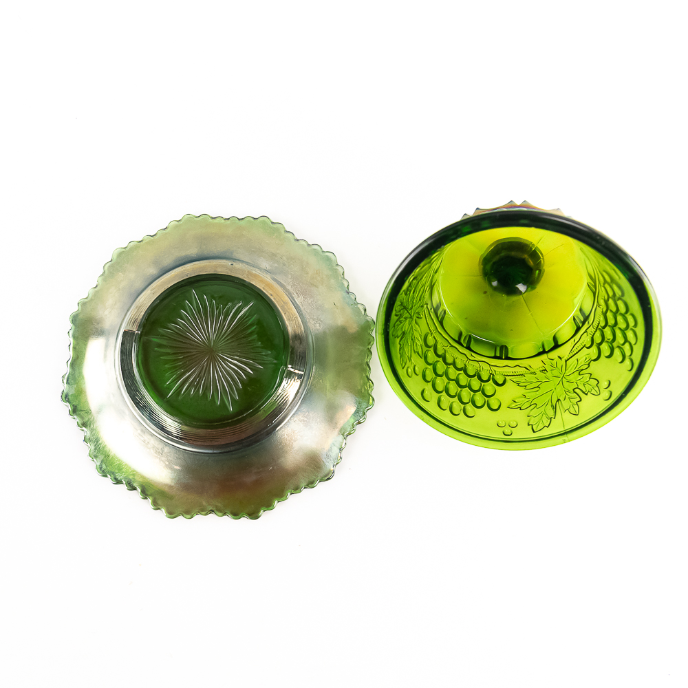 Carnival Glass: N'wood Butter Dish 2-Pc