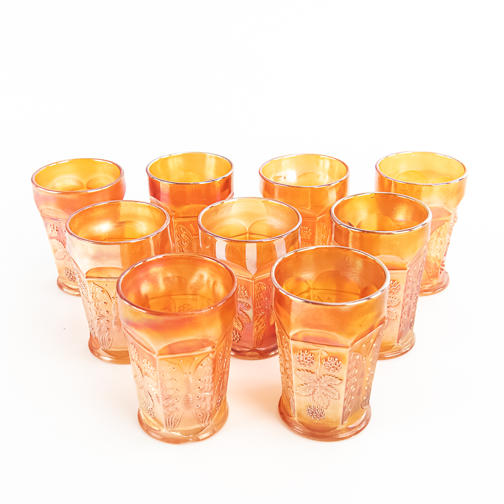 Carnival Glass: Fenton Tumblers 9-Pc