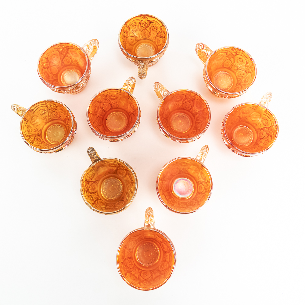 Carnival Glass: Imperial Fashion 12pc Punch Set