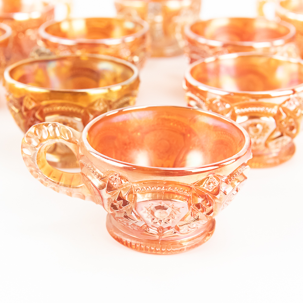 Carnival Glass: Imperial Fashion 12pc Punch Set