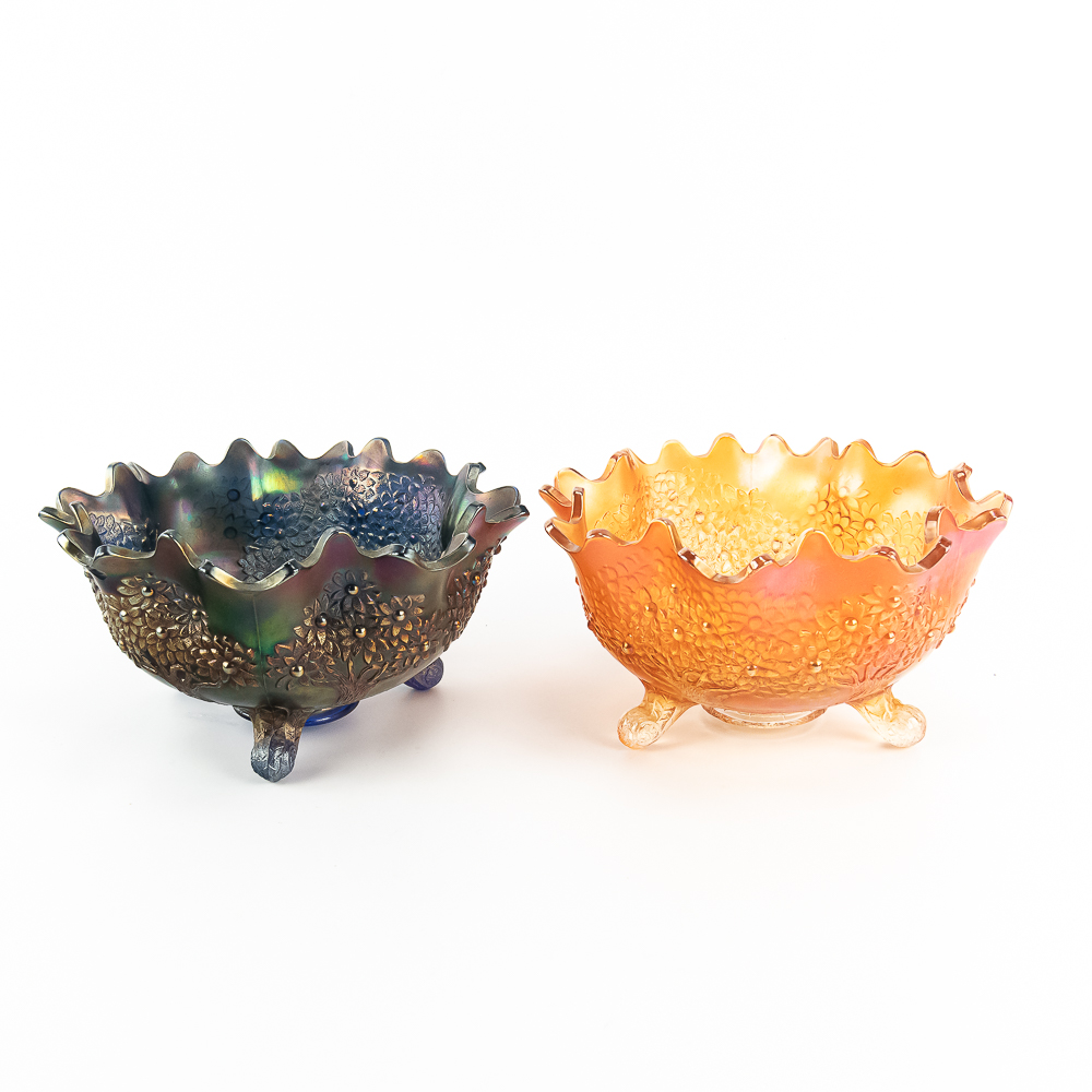 Carnival Fenton Orange Tree Fruit Bowls 2-Pc