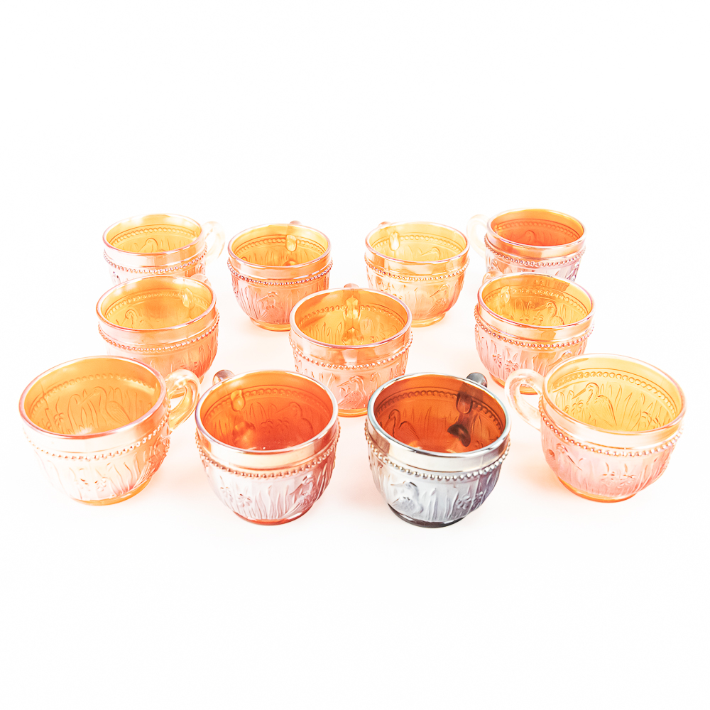 Carnival Glass: Diamond Cups 11-Pc Lot