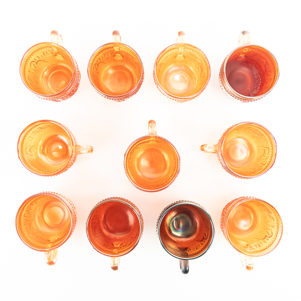 Carnival Glass: Diamond Cups 11-Pc Lot
